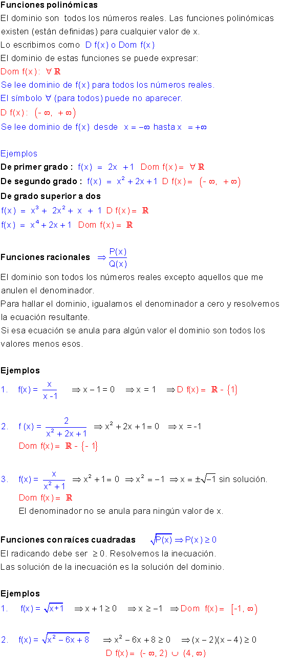 Calcular dominios