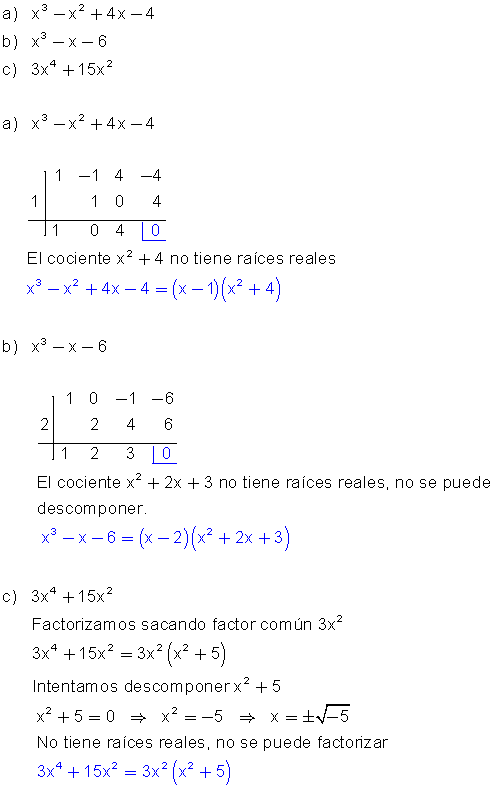 Ejercicios de polinomios