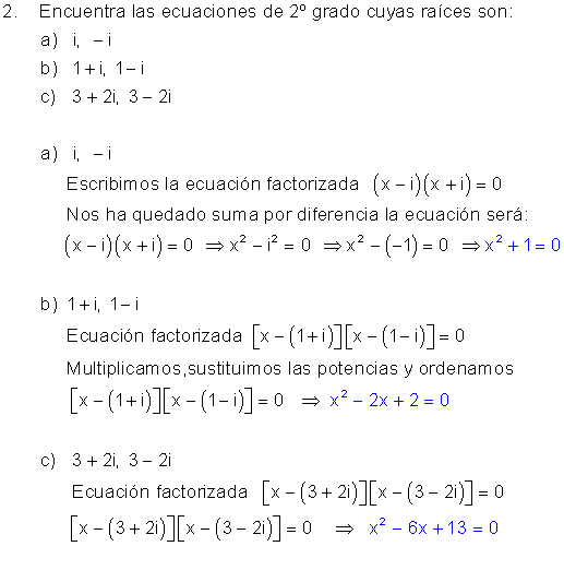 Ejercicios con complejos