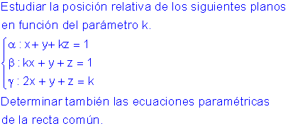 Ejemplos posición de 3 planos .