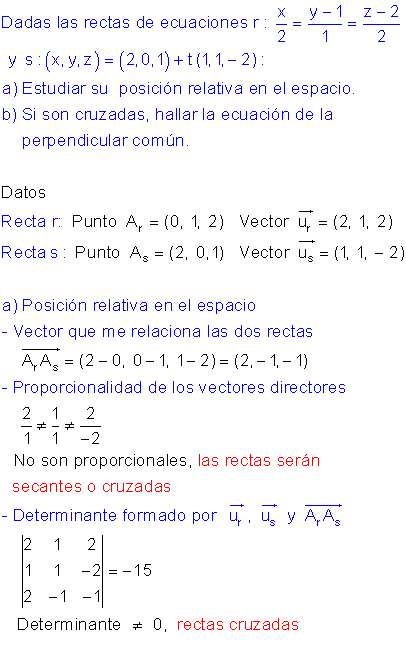 Posiciones rectas espacio