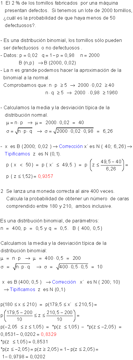 Problemas binomial normal
