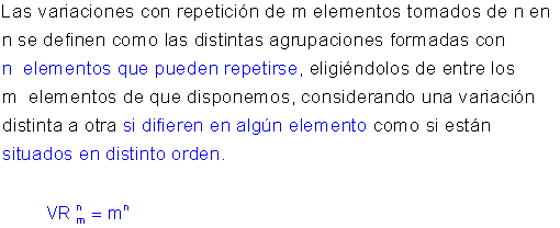 Variaciones con repetición.