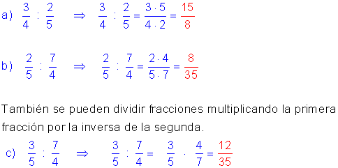 División 
       de fracciones.