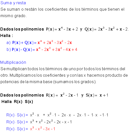 Operaciones con polinomios